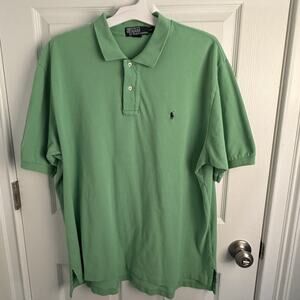 Polo Ralph Lauren Shirt Men’s XXL Light Green Solid Pony Cotton Preppy Vintage